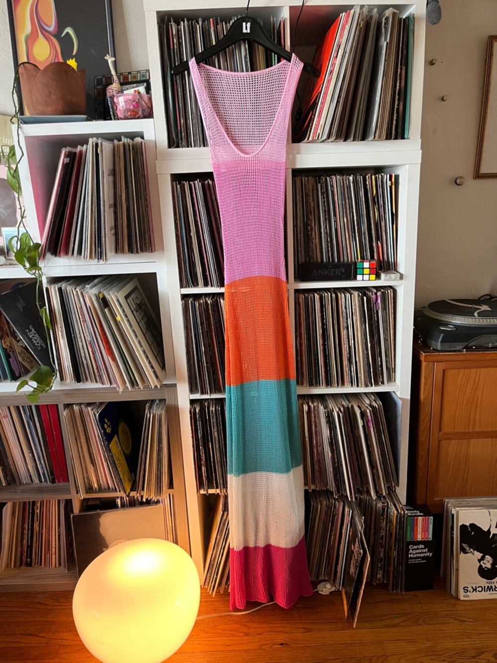 Colorblock Mesh Maxi Dress - Pink, Orange, Teal, White size S